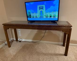 Sofa table wood w/glass top $75 obo
