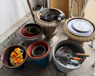 Assortment of flower pots and garden shovels $20 obo