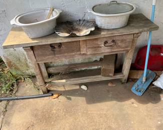 Rustic two drawer table
