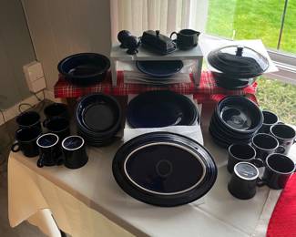 Serving for 12 cobalt blue Fiesta ware.