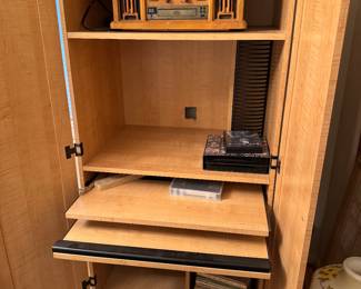 Computer Cabinet (Inside View) showing shelving and areas of storage space. Great condition with a variety of uses.