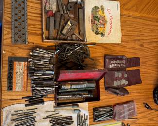 Drill Bits in various sizes for a number of uses and related metal tools