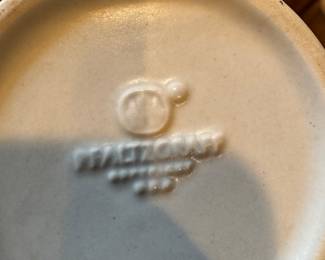 Pfaltzgraff Yorktowne Creamer (bottom view). Blue floral design and dishwasher, microwave and freezer safe. Beautiful stoneware introduced in 1967.