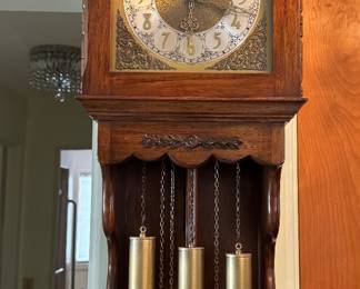 Vintage Urgos clock, made in Germany. Brass wall weight driven. Great condition with beautiful design.