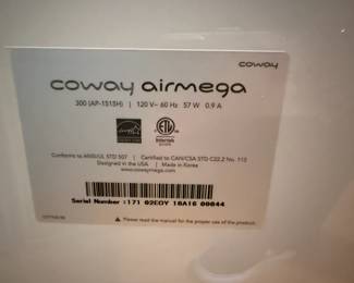 Label on coway airmega 300