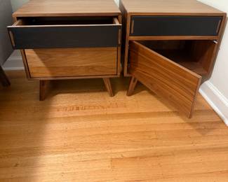 The Nightstand Drawers and Doors open with a push. No exterior hardware.