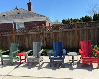 L.L. Bean Square Back Adirondack Chairs and Side Tables