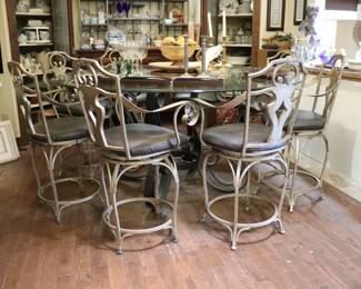 Huge Dining Table with 8 Swivel Stools