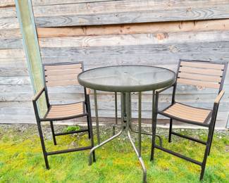 136 TallRoundTablewGlassTop2Chairs