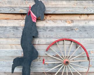 9 SixFootWoodenCowboySilhouetteAntiqueWagonWheel