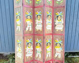 113 HandPaintedWoodRoomDivider