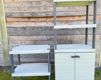148 3TierPlasticShelvingUnitCabinetUnitwShelvingAbove