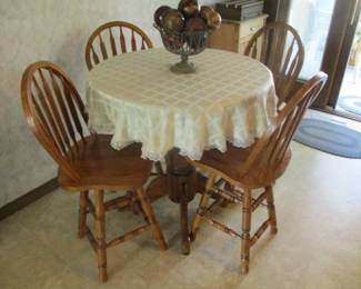 High Top Oak Dinette Table with (4) Chairs