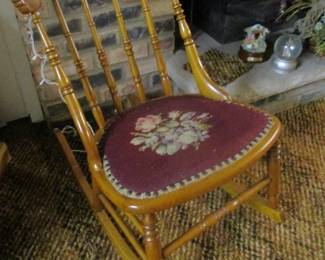 Vintage Needlepoint Rocking Chair