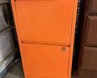 orange 2-door filing cabinet (no key)