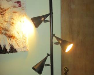 Mid Century Black Tension Rod Lamp