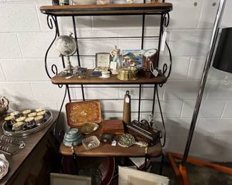 Lots of Misc. Decorative Items. Wood & Iron Bakers Rack for Sale $85( Must be picked up Sunday or Afterwards.