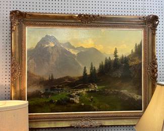 Otto Von Kameke (German1826-1899) O/C $1850              Pastoral & Mountain, Alps Landscape