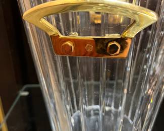 Baccarat Glass Champagne Bucket w Gold Gilt Handles