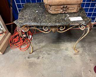 Vintage Marble Top & Iron Table $85