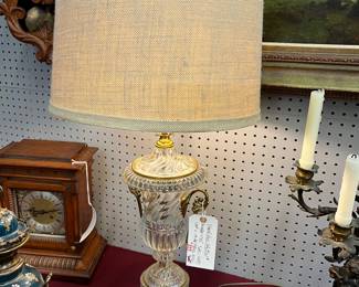 French Bronze & Glass Lamp