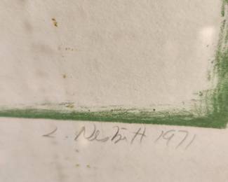 vintage lithograph, "Green Iris" by Lowell Nesbitt, 1971