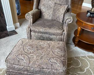 . . . great paisley wing back chair and matching ottoman