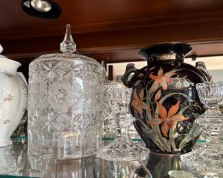 . . . crystal biscuit jar and vase