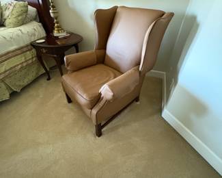 . . . leather wingback chair