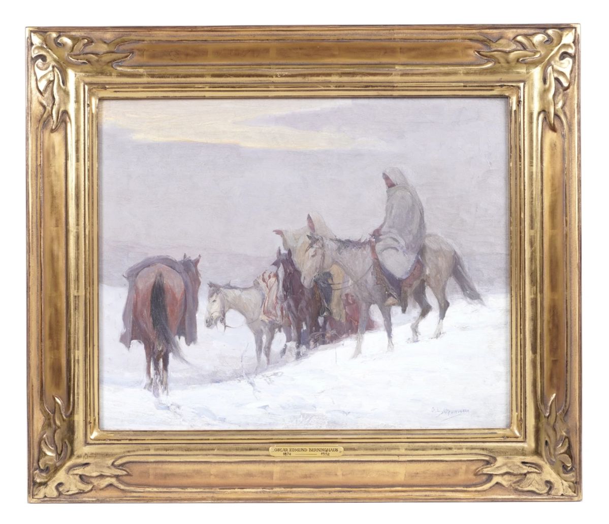 Lot 127a: Oscar Edmund Berninghaus Taos Indians In The Snow Painting