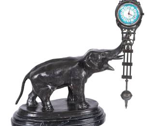 Lot 227a: Bronze Elephant Swing Arm Clock Jacob Petit