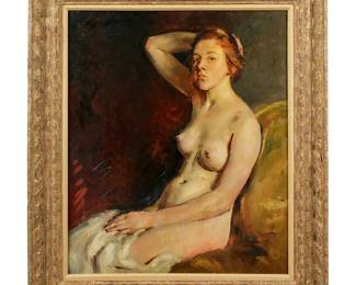 Lot 162: 1917 Mystery Artist Impressionist Nude Woman