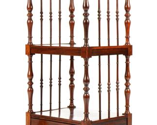 Lot 69: English Rosewood Whatnot Trolley Etagere Stand