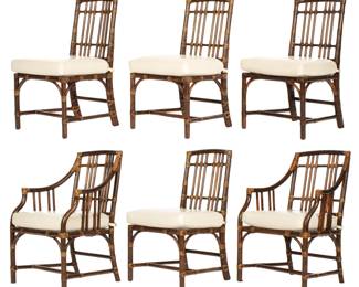 Lot 143: Set of Six McGuire Bamboo Dining Chairs