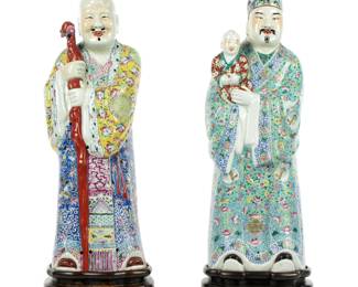 Lot 210: Chinese Porcelain Sangxing Figures Fu and Shou