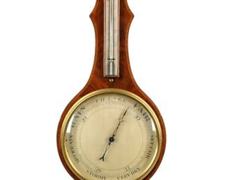 Lot 179: J. Lione London Mahogany Wheel Barometer & Clock