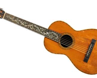 Lot 95: Attributed Bauer Guitars "Vernon" Inlaid Parlor Guitar