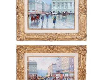 Lot 146: Two Luciano Rampazo Parisian Street Scene Paintings