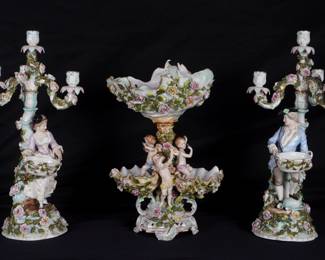 Lot 268: Three Piece Sitzendorf Porcelain Garniture Set