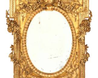Lot 190: French Louis XV Style Carved Gilt Wood Mirror