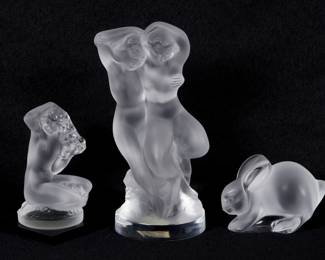 Lot 352: Three Lalique Frosted Crystal Figures