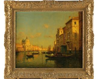 Lot 55: Noel Georges Bouvard Venetian Canal Scene Painting