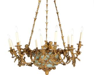Lot 119a: French Figural Carved Wood and Gesso Chandelier