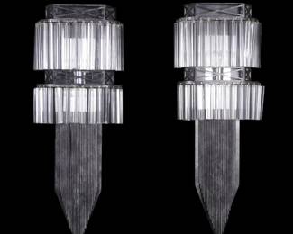 Lot 32: Pair Art Deco Design Sconces with Glass Prisms