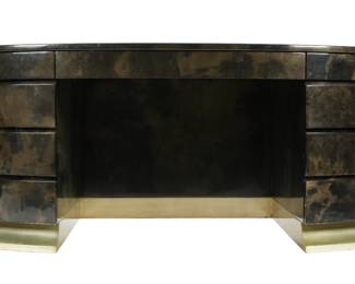 Lot 54: Enrique Garcel Lacquered Goatskin and Brass Desk