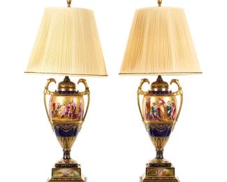 Lot 189: Pair Royal Vienna Style Porcelain Lamps