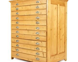 Lot 149: Large English Pine Twelve Drawer Map Chest