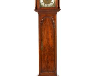 Lot 237: Antique English Burl Walnut Grandmother Clock