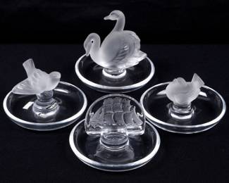 Lot 351: Four Lalique Crystal Pin Trays