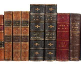 Lot 327: Collection of 19th C American History & Military Leather Books